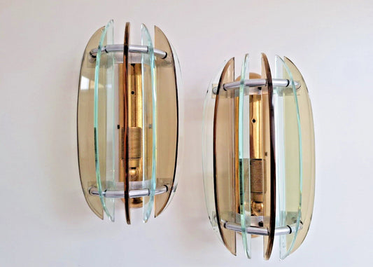 Pair of Murano Glass Wall Lights by VECA