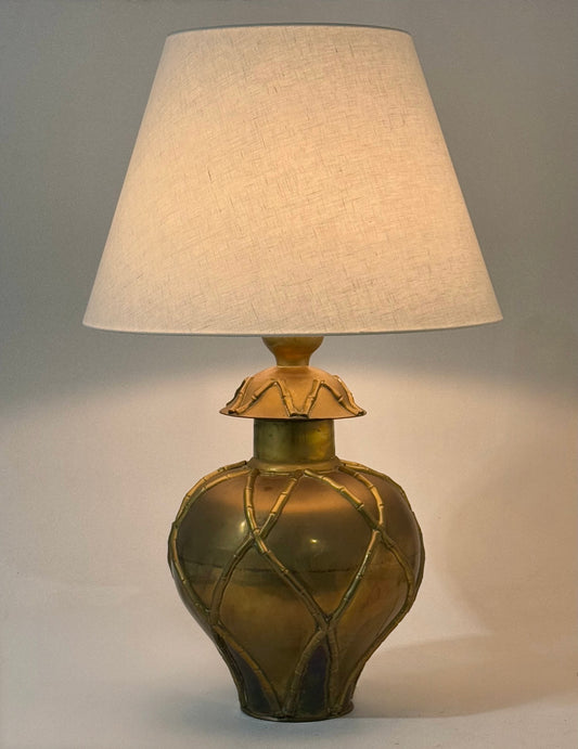 Large Italian Brass Faux Bamboo Lamp