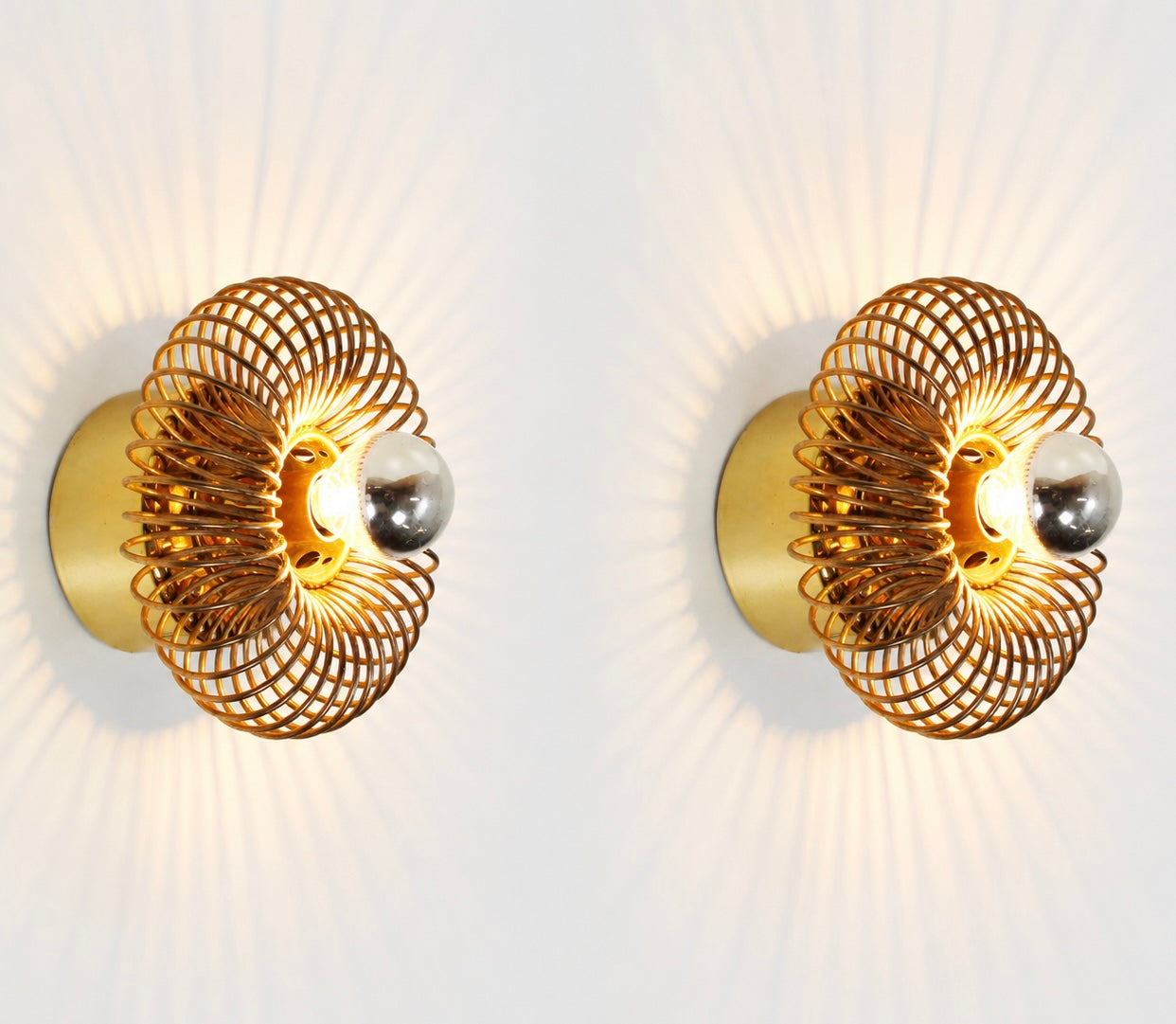 Pair of 1970's "Spring" Wall Lights by Oxar