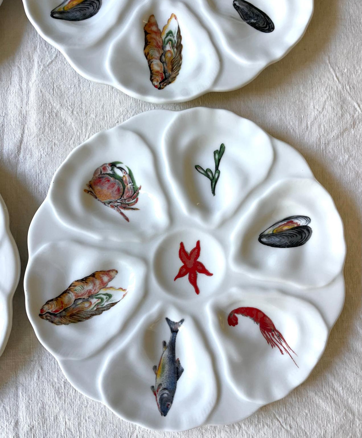 Vintage French Porcelain Oyster Plates - 3 Available