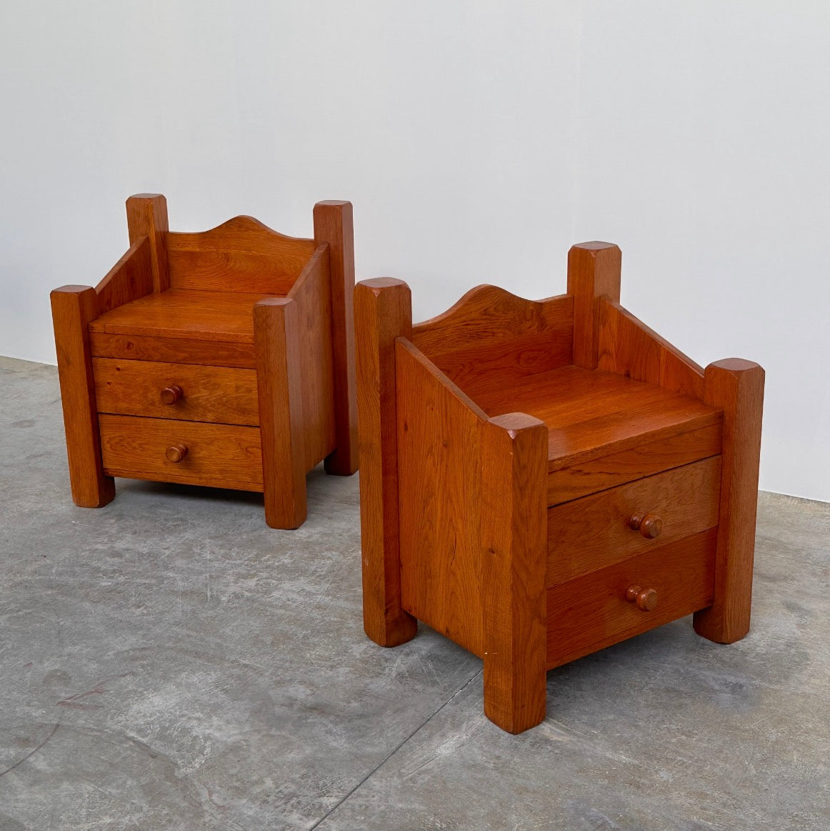 PRE-ORDER: Pair of Brutalist Oak Bedsides