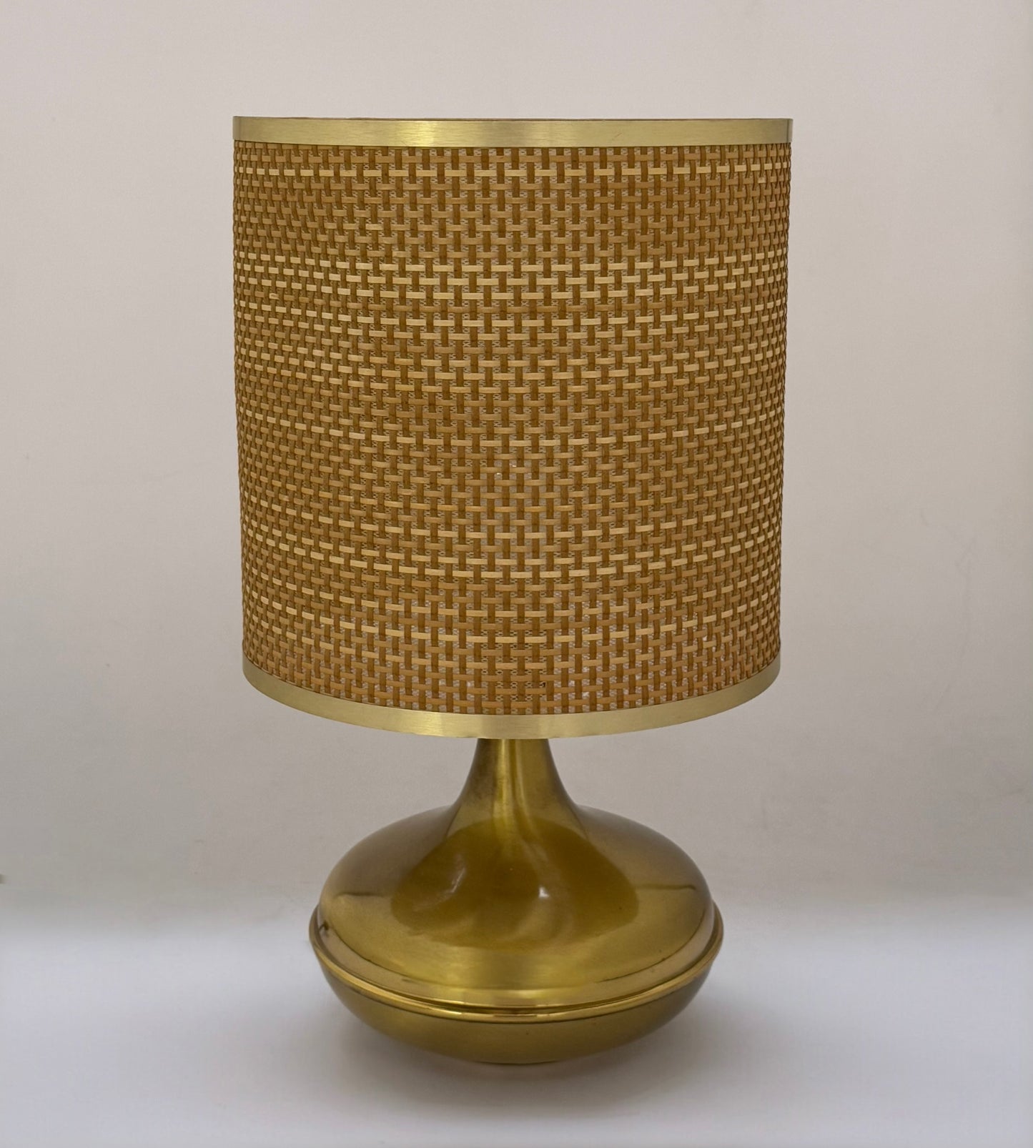 Vintage Italian Brass and Rattan Lamp