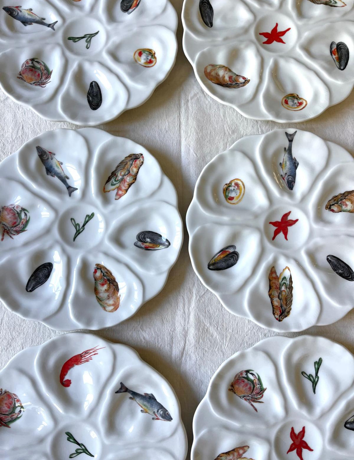 Vintage French Porcelain Oyster Plates - 3 Available