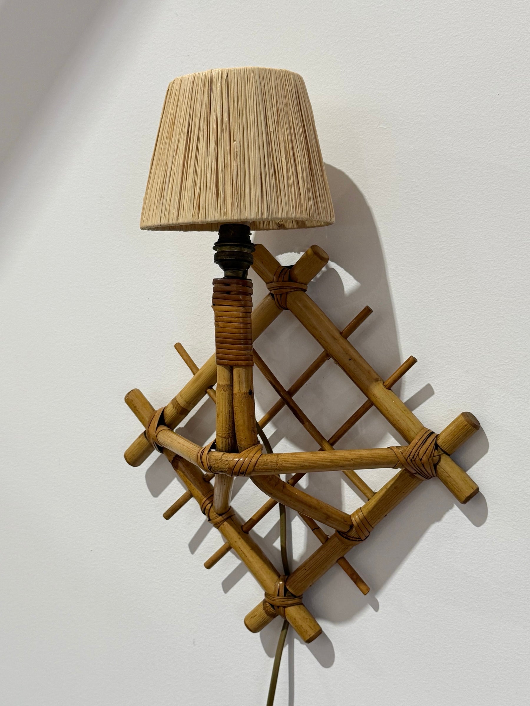 1970’s French Bamboo Wall Light by Louis Sognot