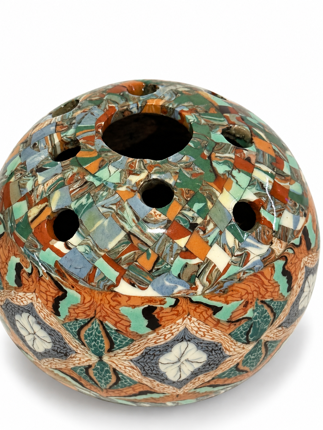 French Mosaic Ceramic Bud Vase by Jean Gerbino