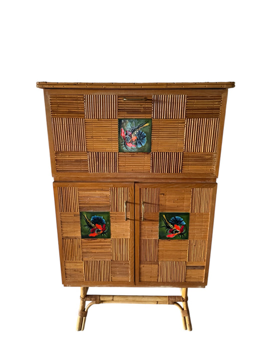 PRE ORDER: Vintage French Bamboo Cabinet by Audoux Minet
