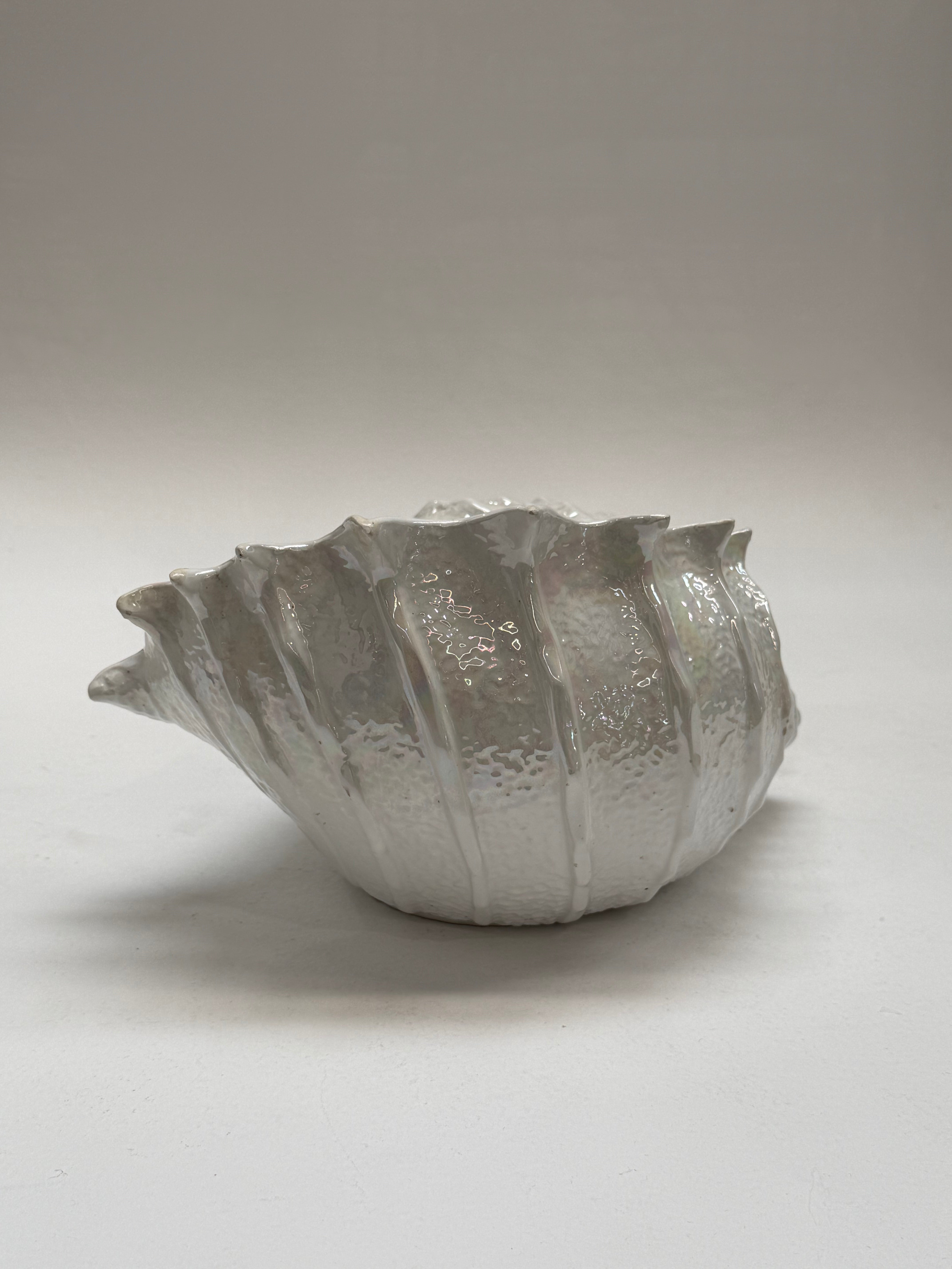Large Italian Ceramic Shell Vase