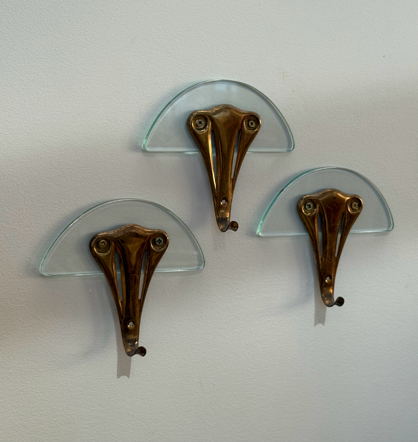 Italian Brass and Glass Coat Hook - One Available