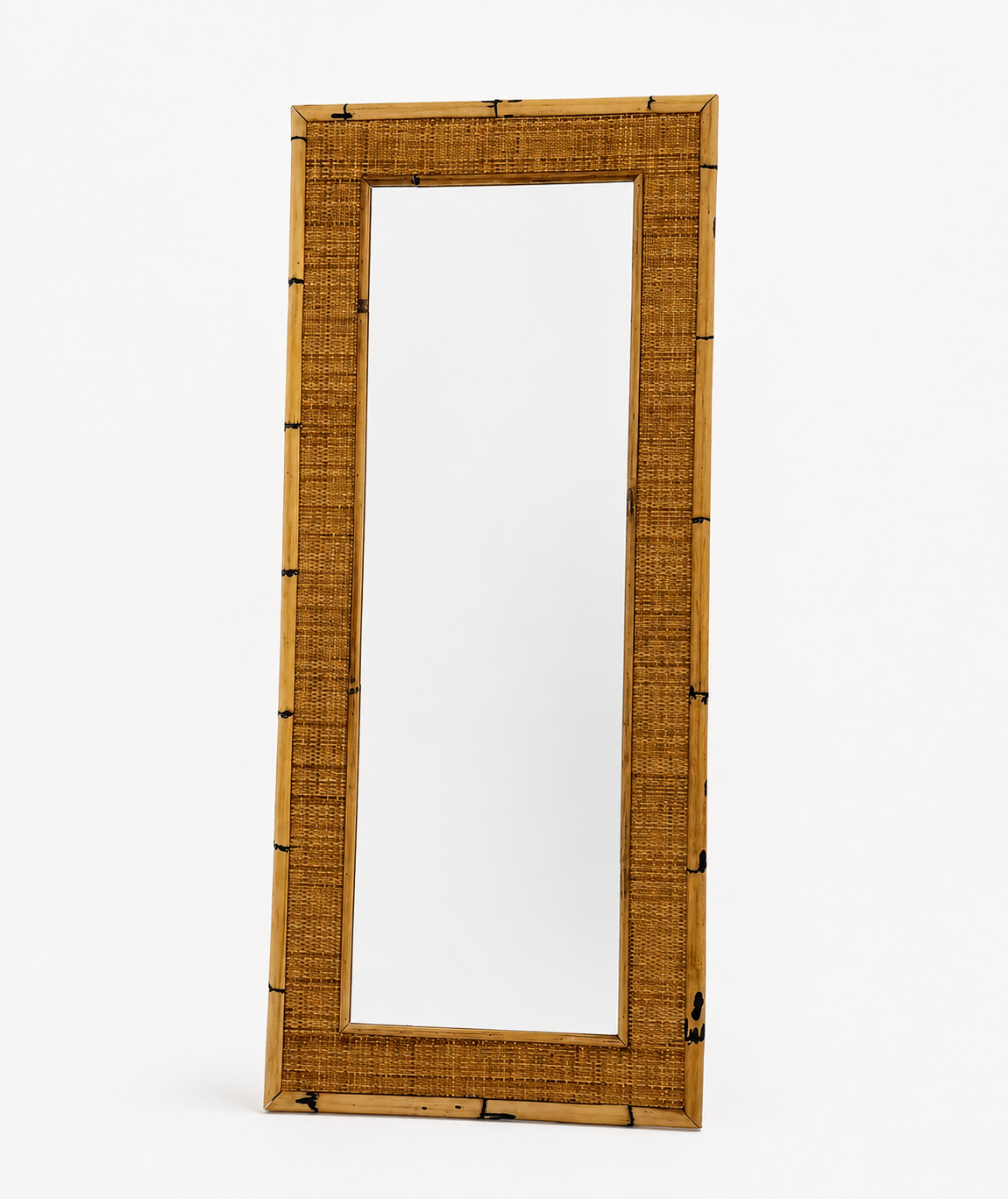 1960s Bamboo & Rattan Rectangular Mirror by Dal Vera