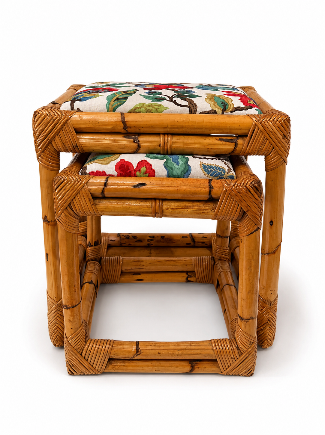 Pair of Vintage Bamboo Nesting Tables