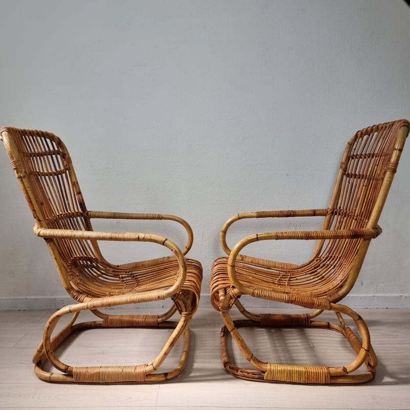 PRE ORDER: Italian Bamboo Armchairs by Bonacina - Two Available