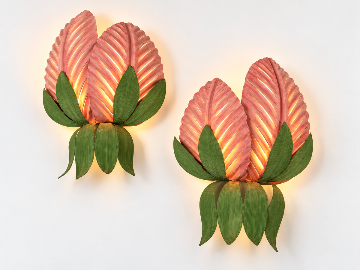 Pair of Floral Scones by Sergio Terzani for Holländer Leuchten