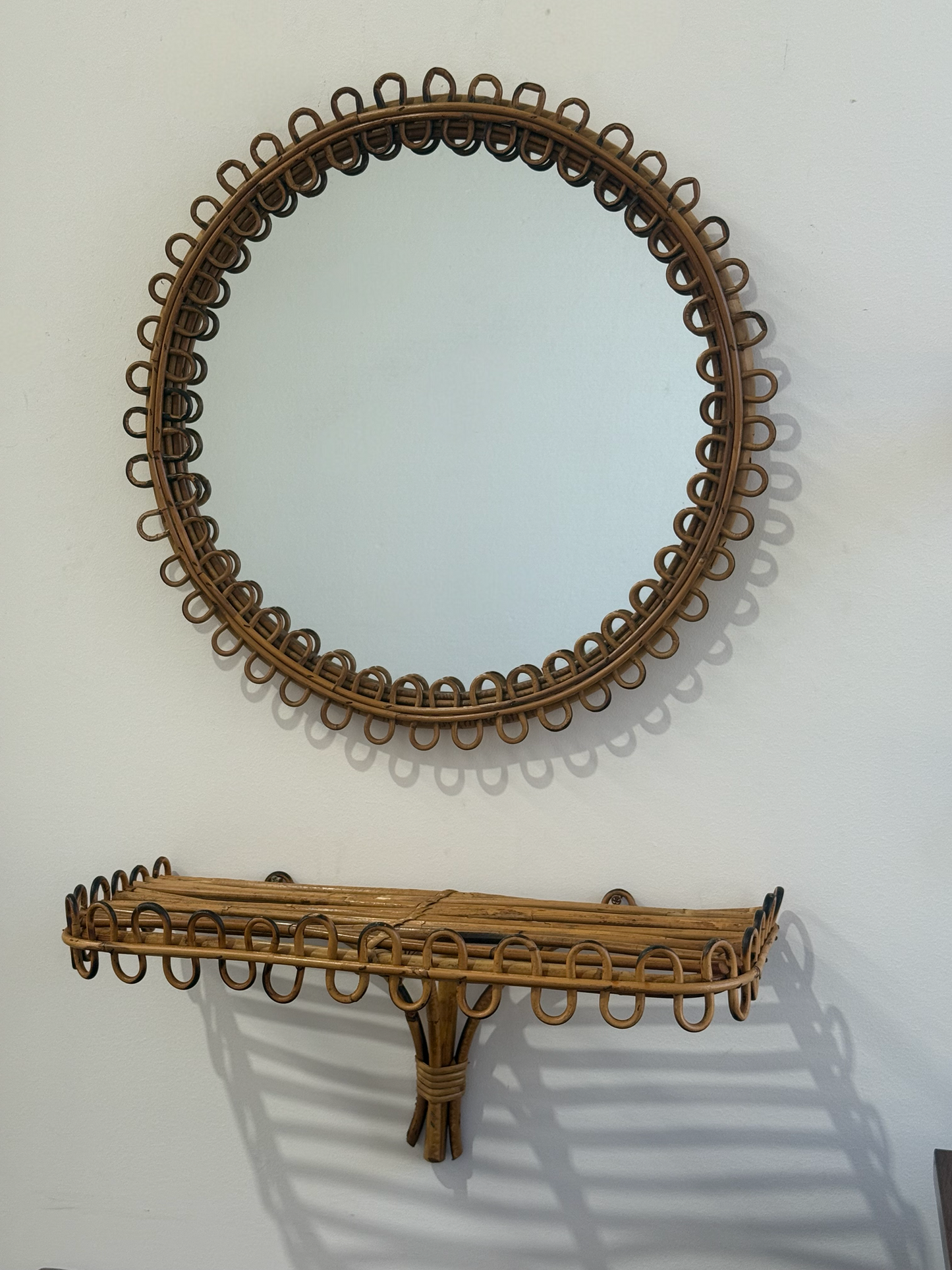 Italian Bamboo Wall Shelf by Bonacina