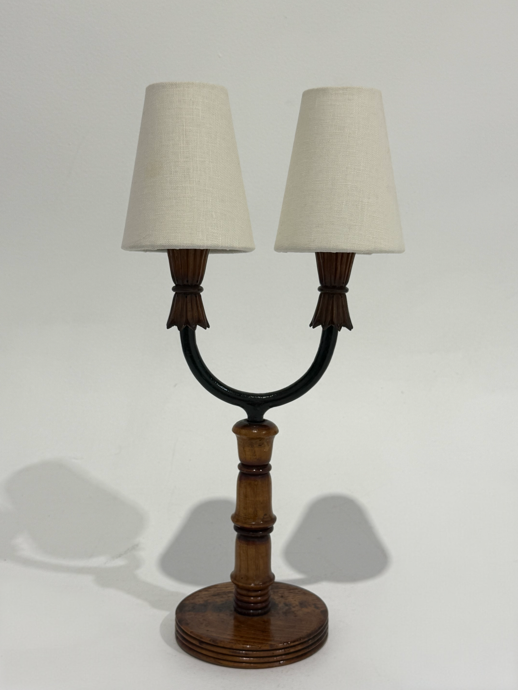 Vintage Italian Timber & Iron Lamp - Two Available
