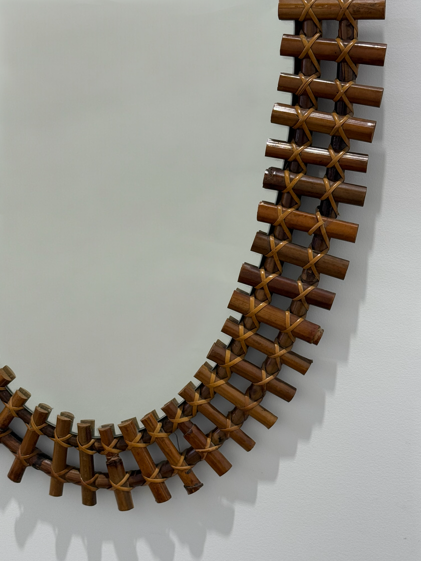 Italian Bamboo Mirror by Olaf Von Bohr for Bonacina