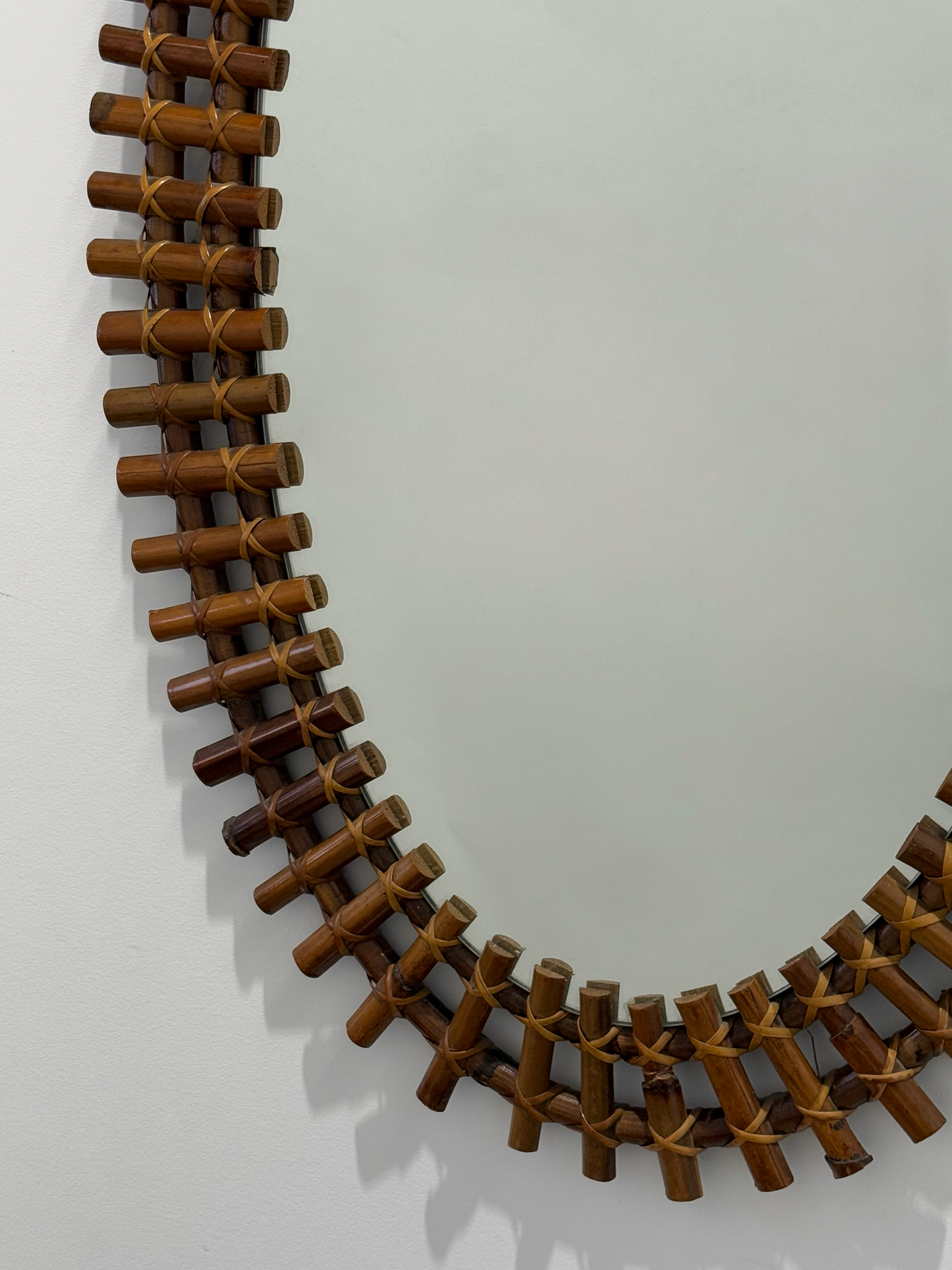 Italian Bamboo Mirror by Olaf Von Bohr for Bonacina