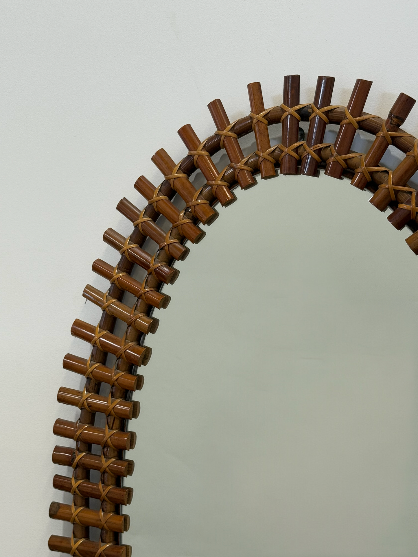 Italian Bamboo Mirror by Olaf Von Bohr for Bonacina