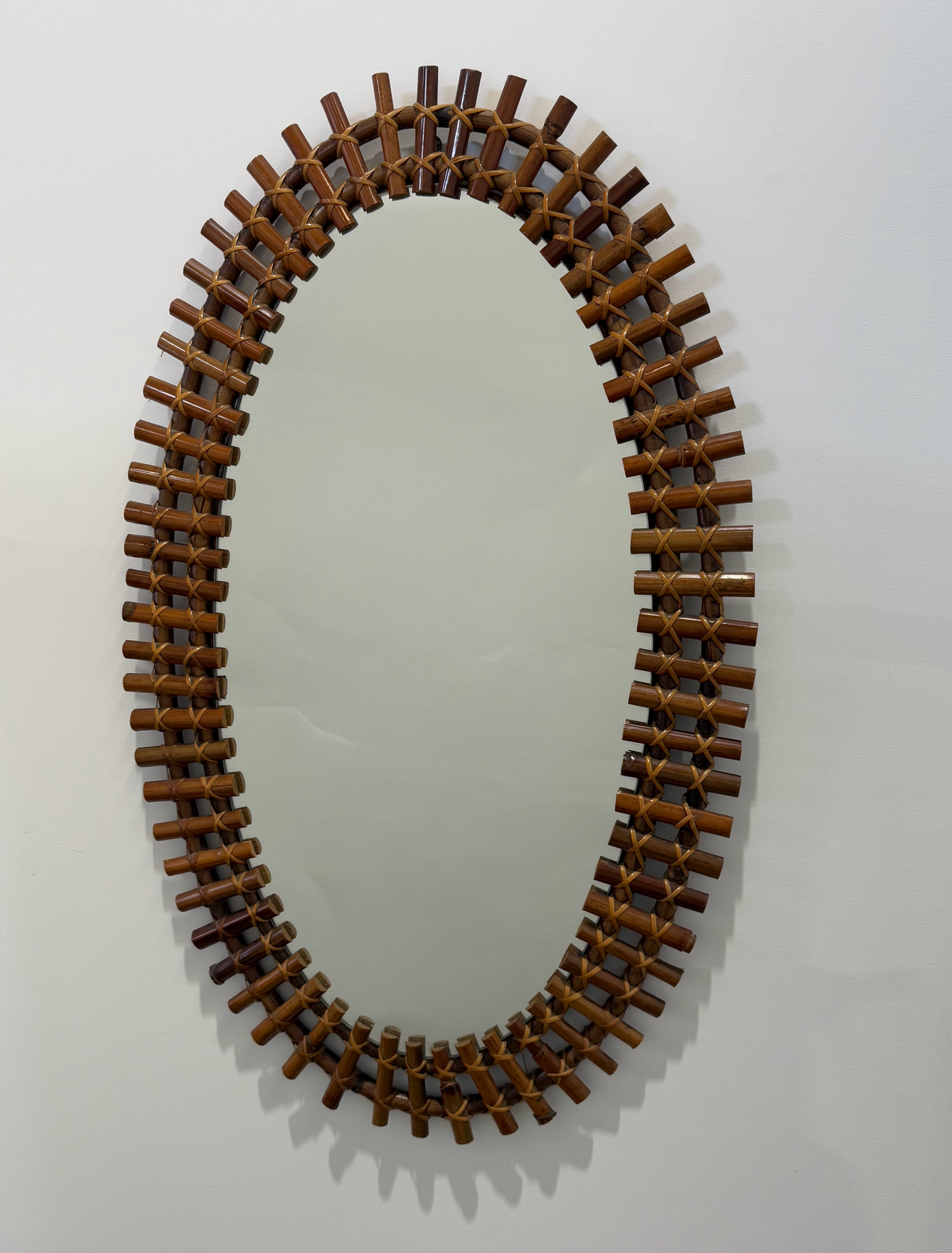 Italian Bamboo Mirror by Olaf Von Bohr for Bonacina