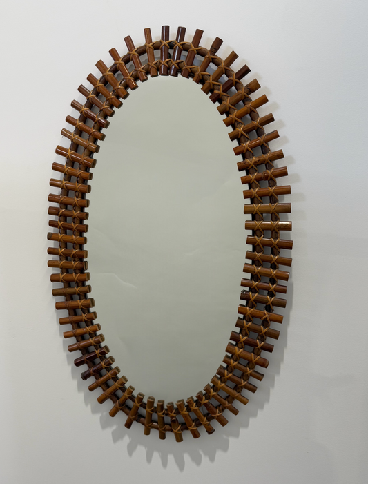 Italian Bamboo Mirror by Olaf Von Bohr for Bonacina