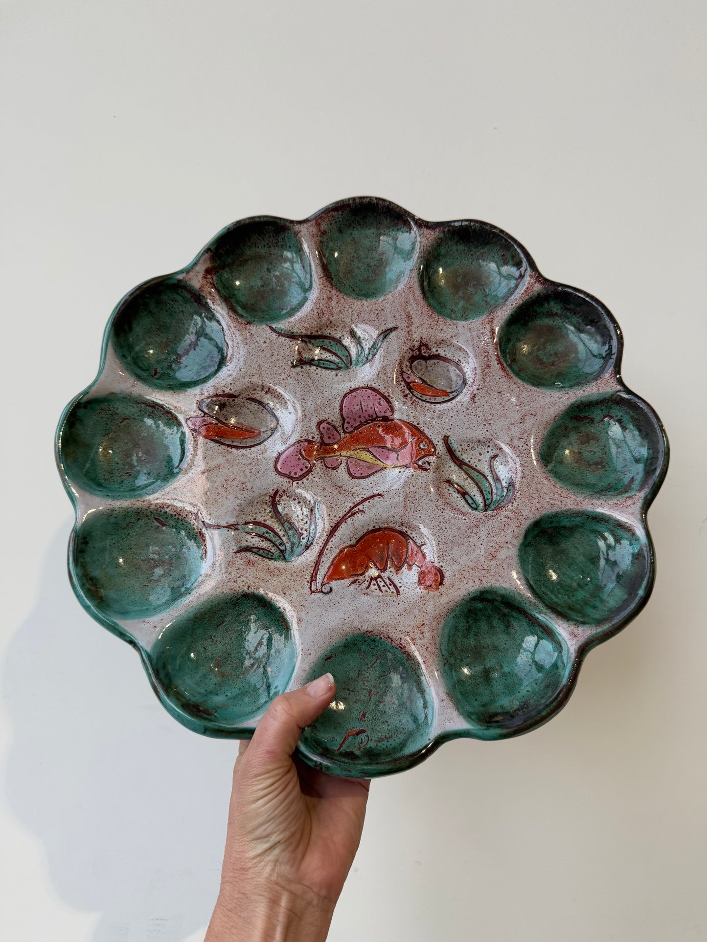 Large Vintage French Ceramic Oyster Platter