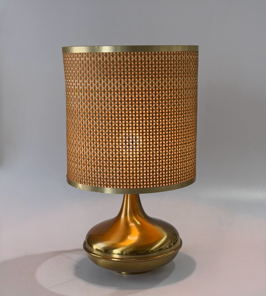 Vintage Italian Brass and Rattan Lamp