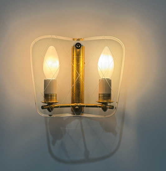 1950’s Italian Etched Glass Wall Lights - 3 Available