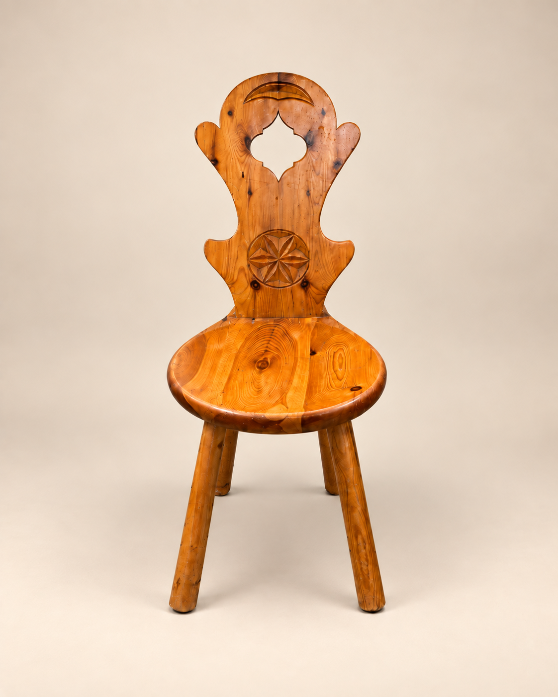 French Brutalist Timber Chair - Two Available