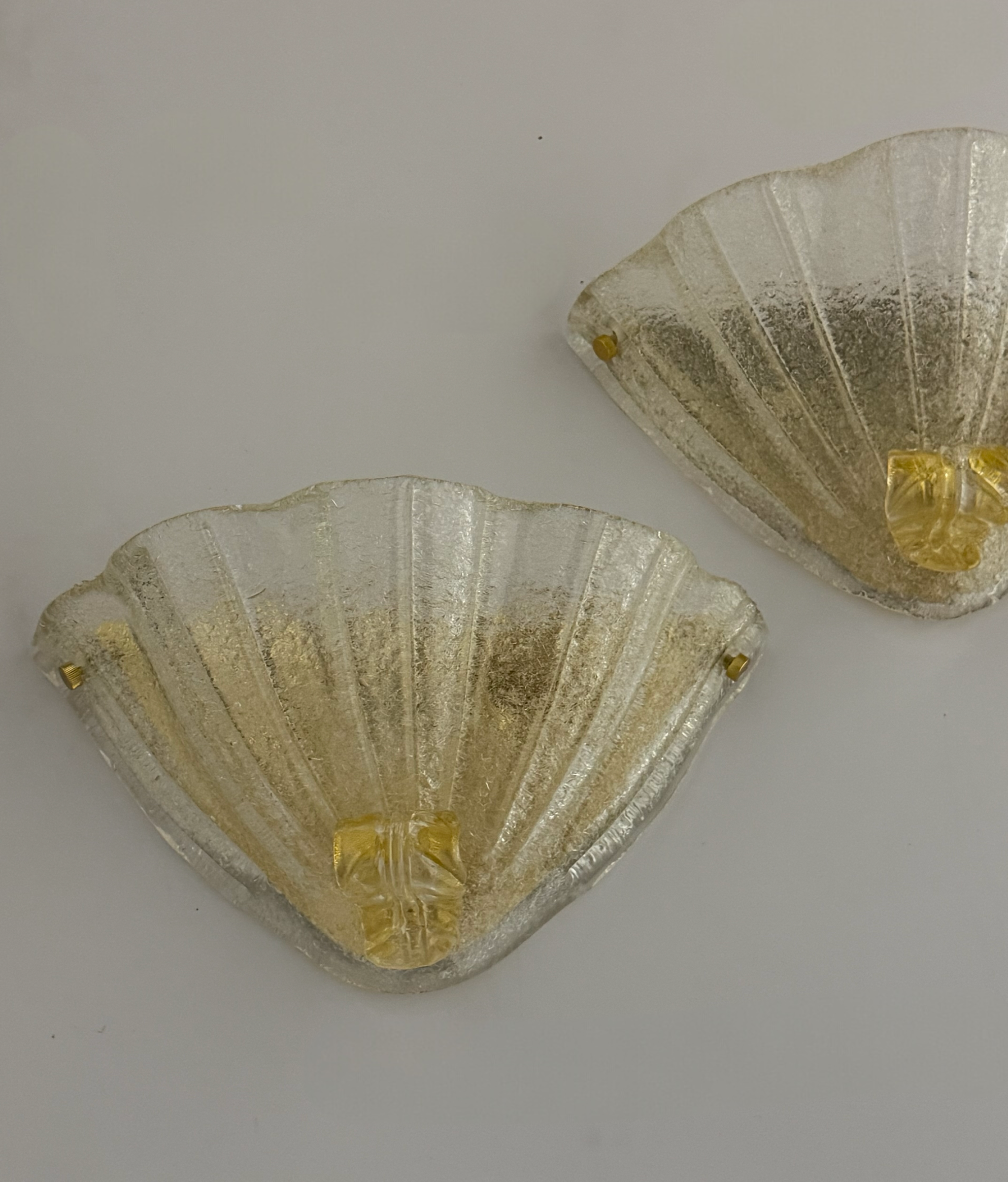 Pair of Murano Glass Shell Wall Lights