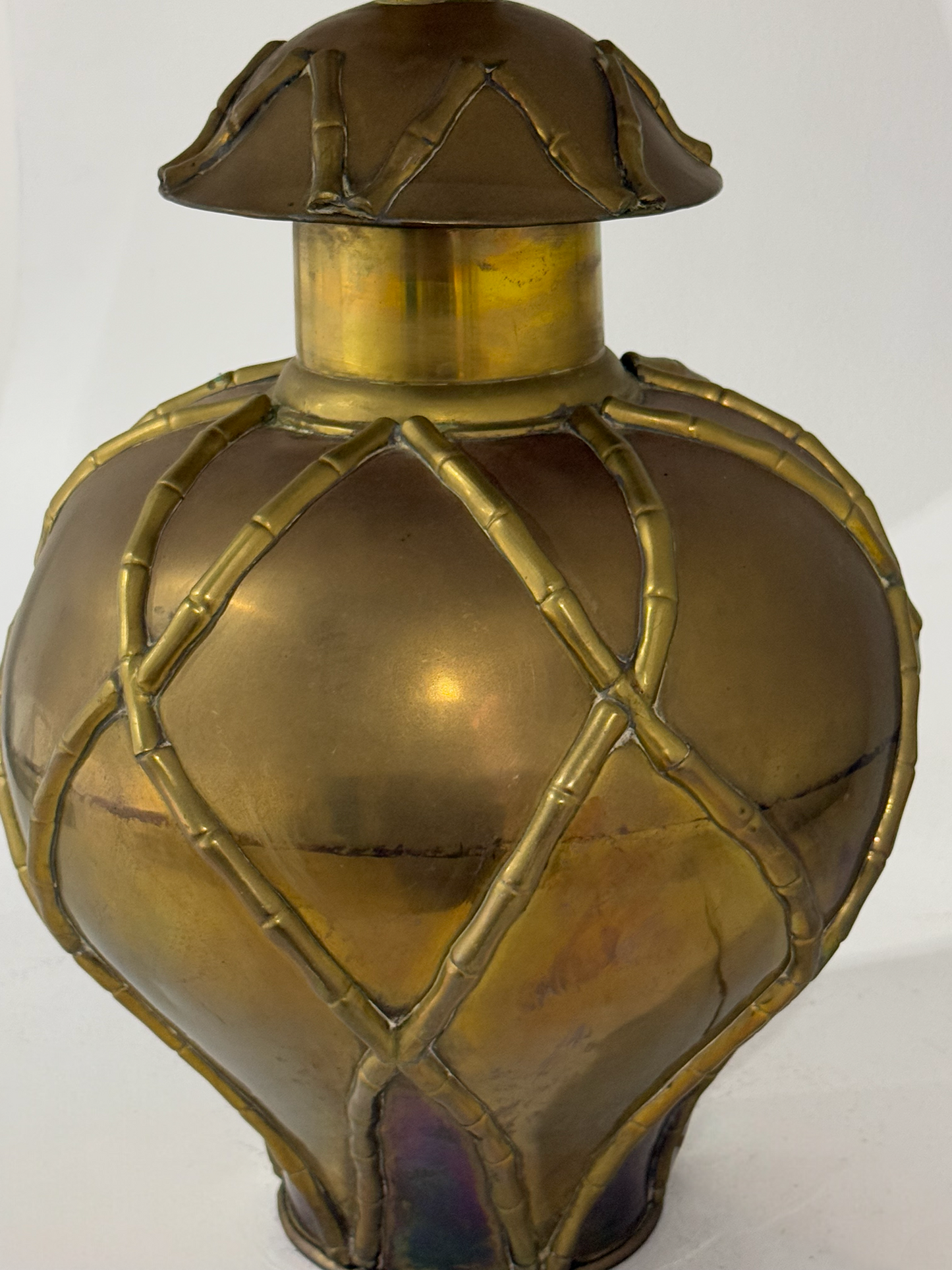 Large Italian Brass Faux Bamboo Lamp