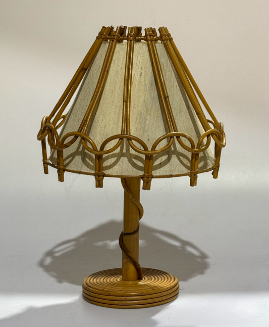Large French Bamboo Table Lamp by Louis Sognot