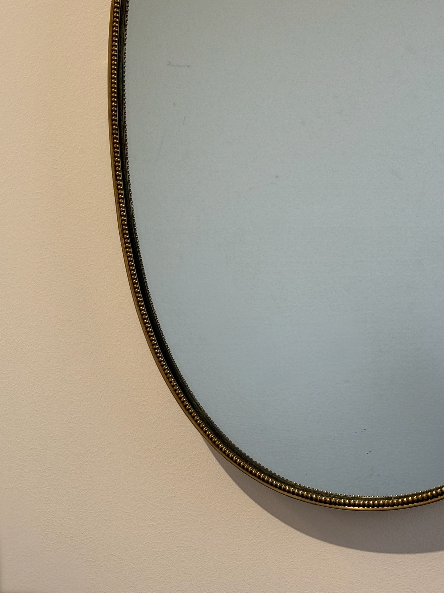 Vintage Italian Oval Brass Mirror with Beading