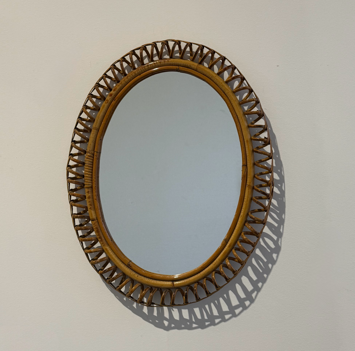 Italian Bamboo Mirror by Franco Albini