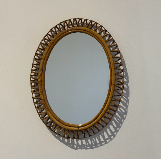 Italian Bamboo Mirror by Franco Albini