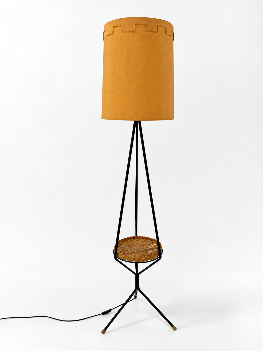 Vintage French Iron & Wicker Floor Lamp