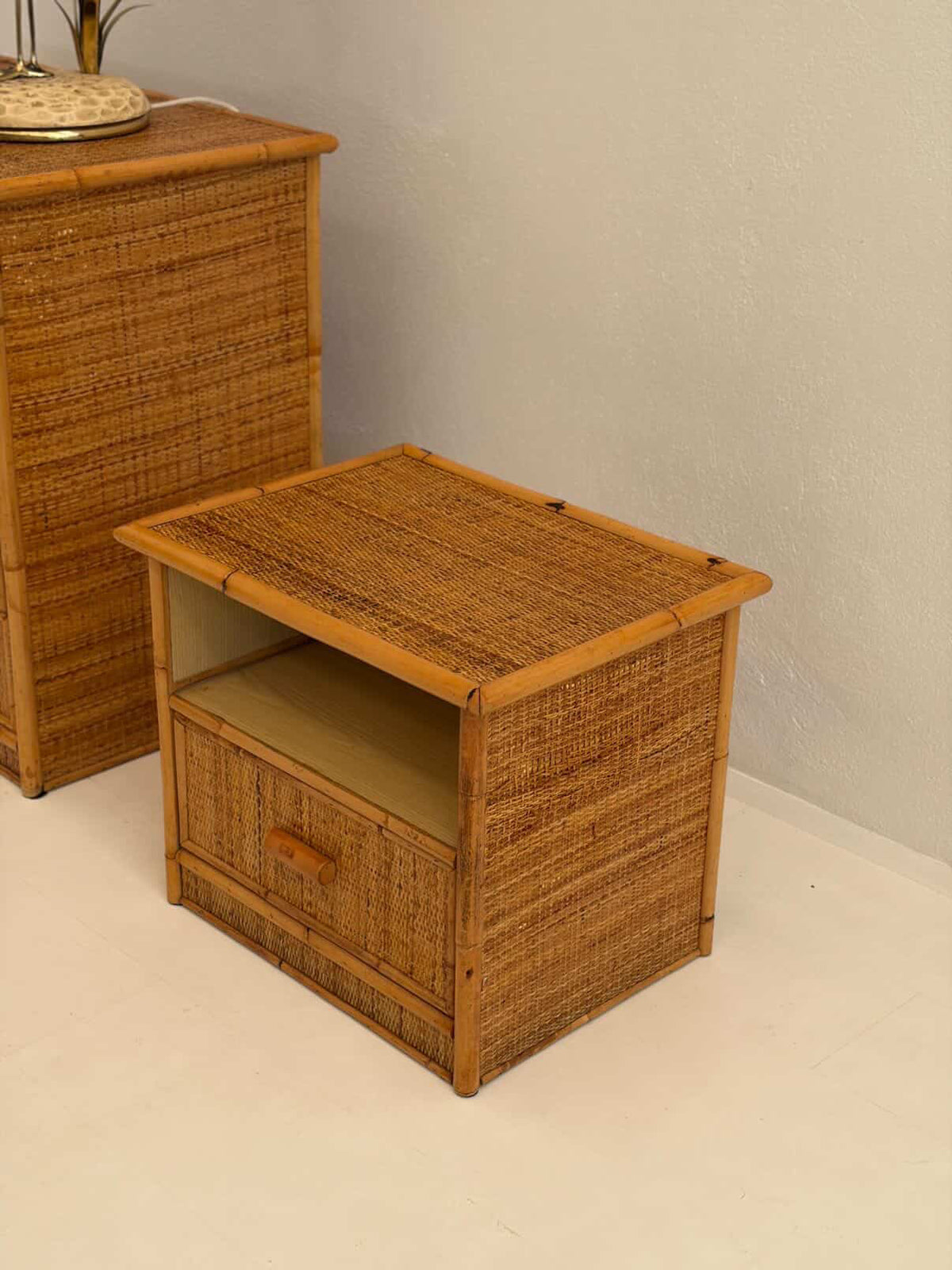 PRE-ORDER: Pair of Italian Bamboo Bedsides by Dal Vera