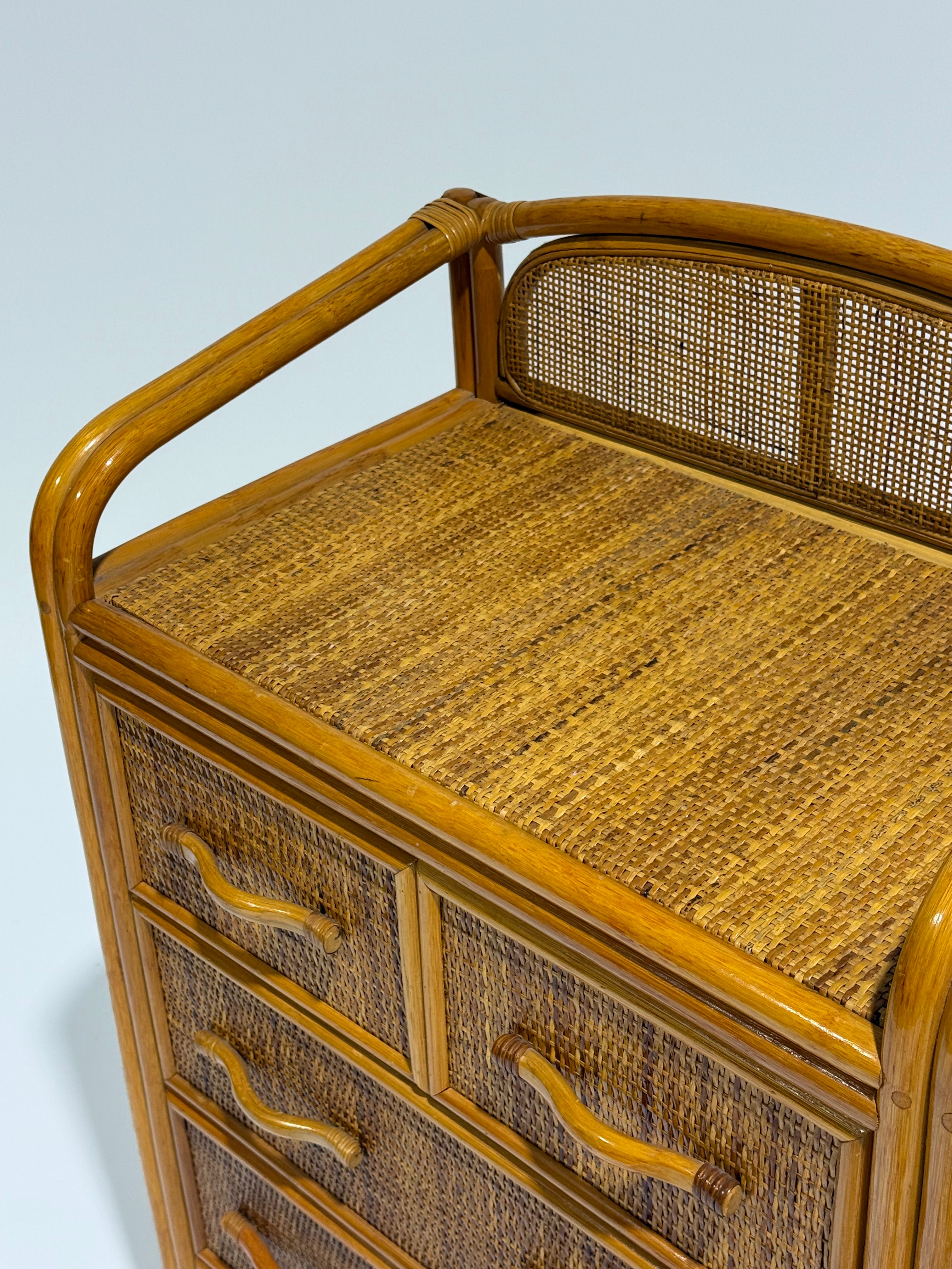 Vintage Bamboo Chest of Drawers - TWO Available