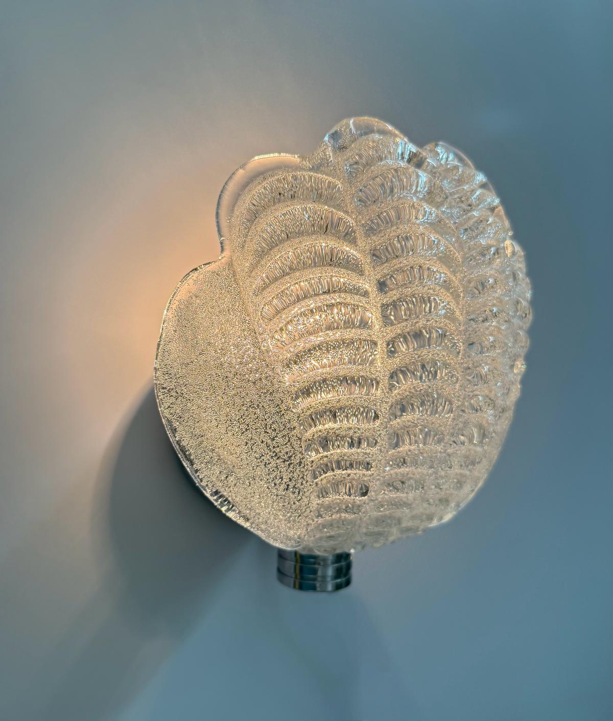 Pair of Murano Glass Shell Wall Lighta