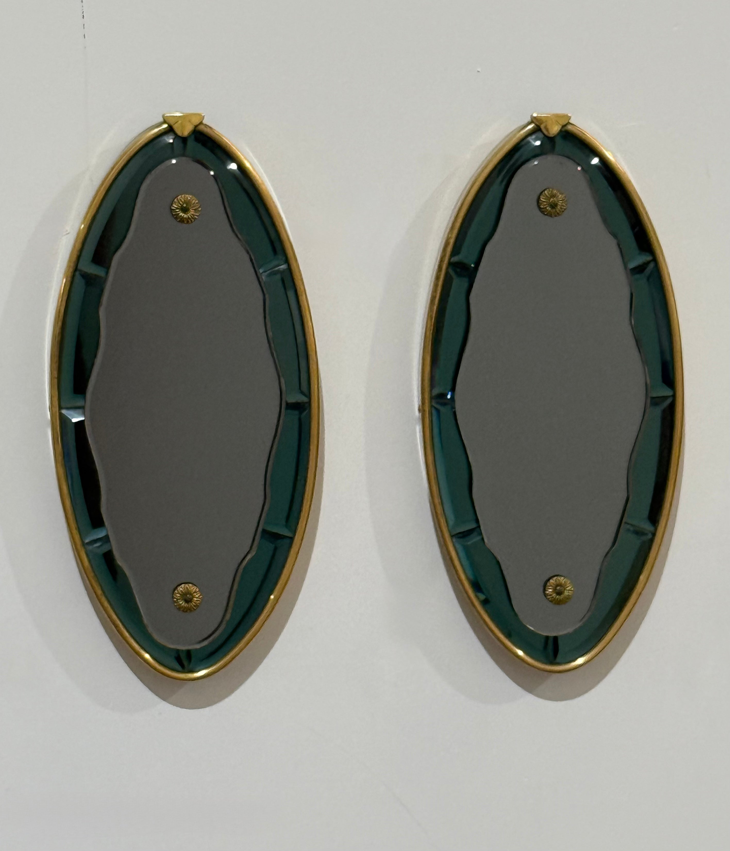 Vintage Italian Coloured Glass Mirror - Two Available