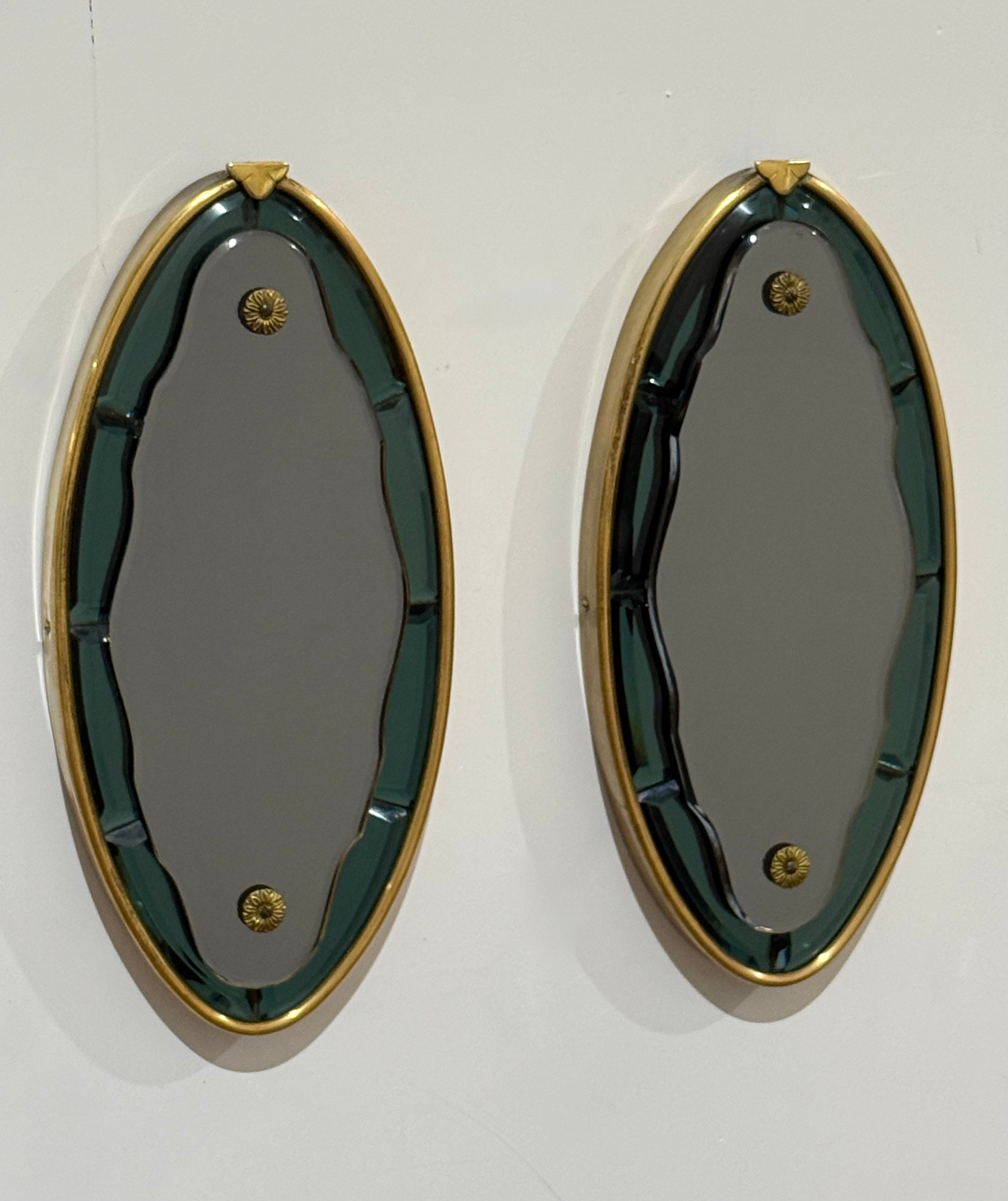 Vintage Italian Coloured Glass Mirror - Two Available