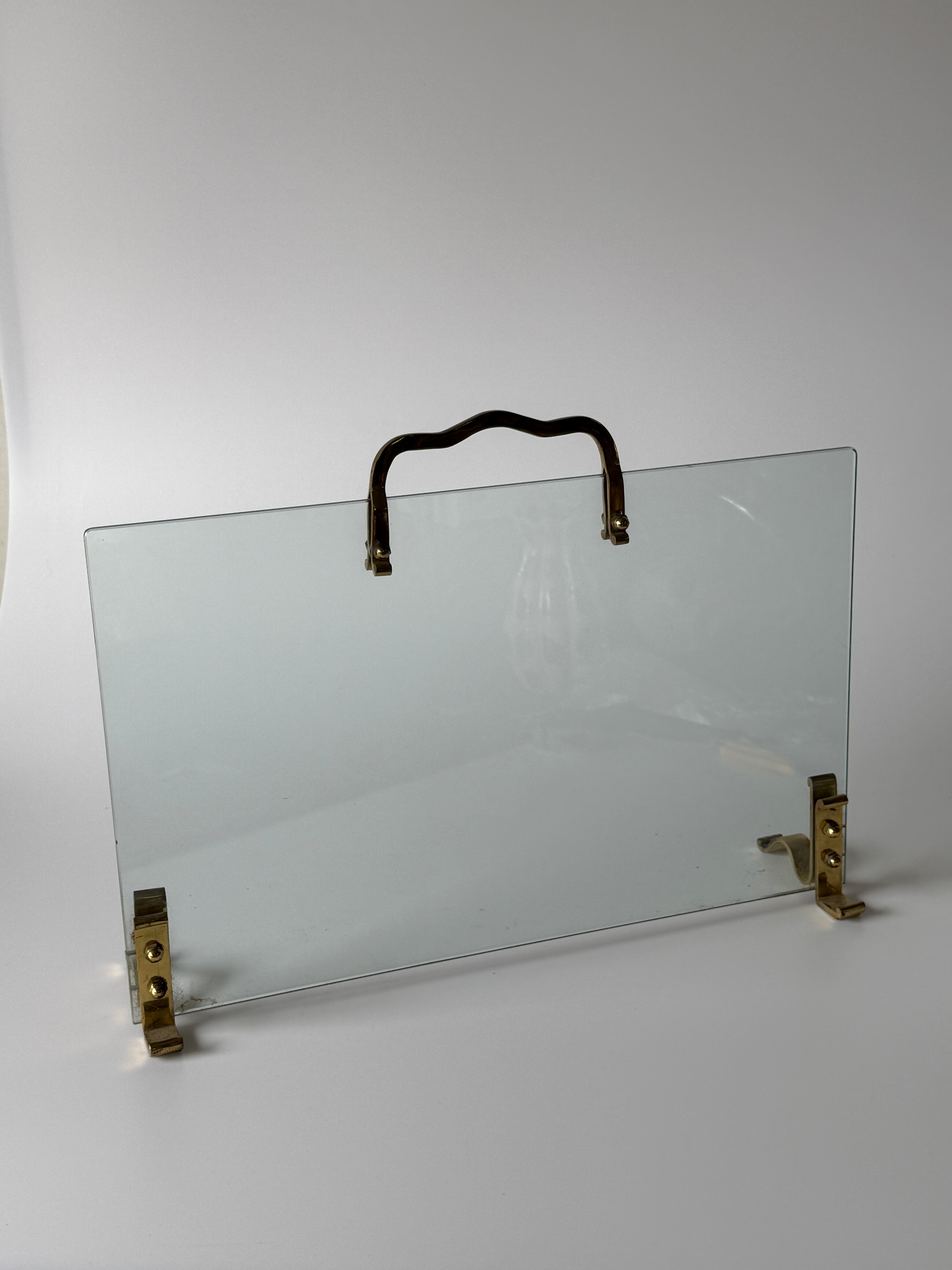 PRE-ORDER: Italian Glass and Brass Fire Screen