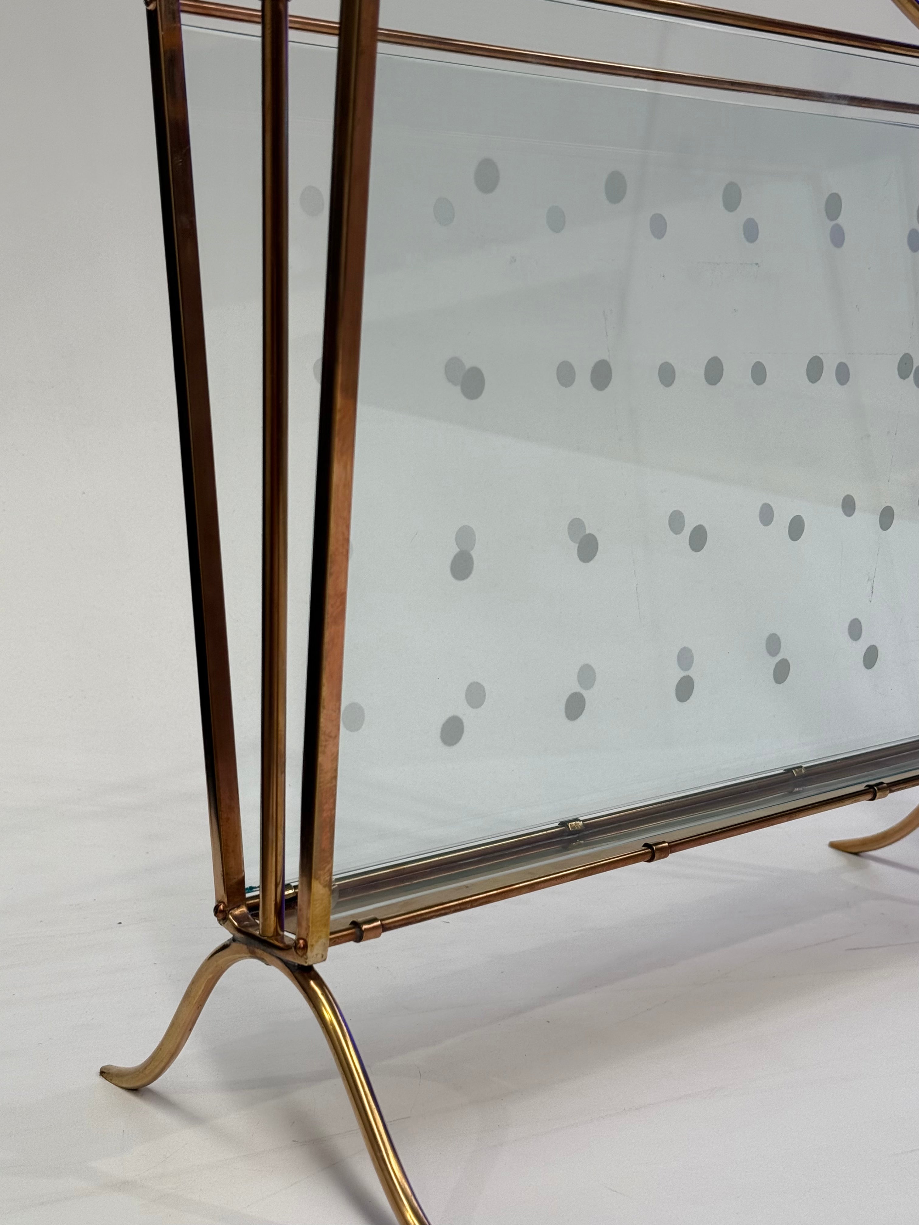 Italian Brass & Glass Magazine Rack