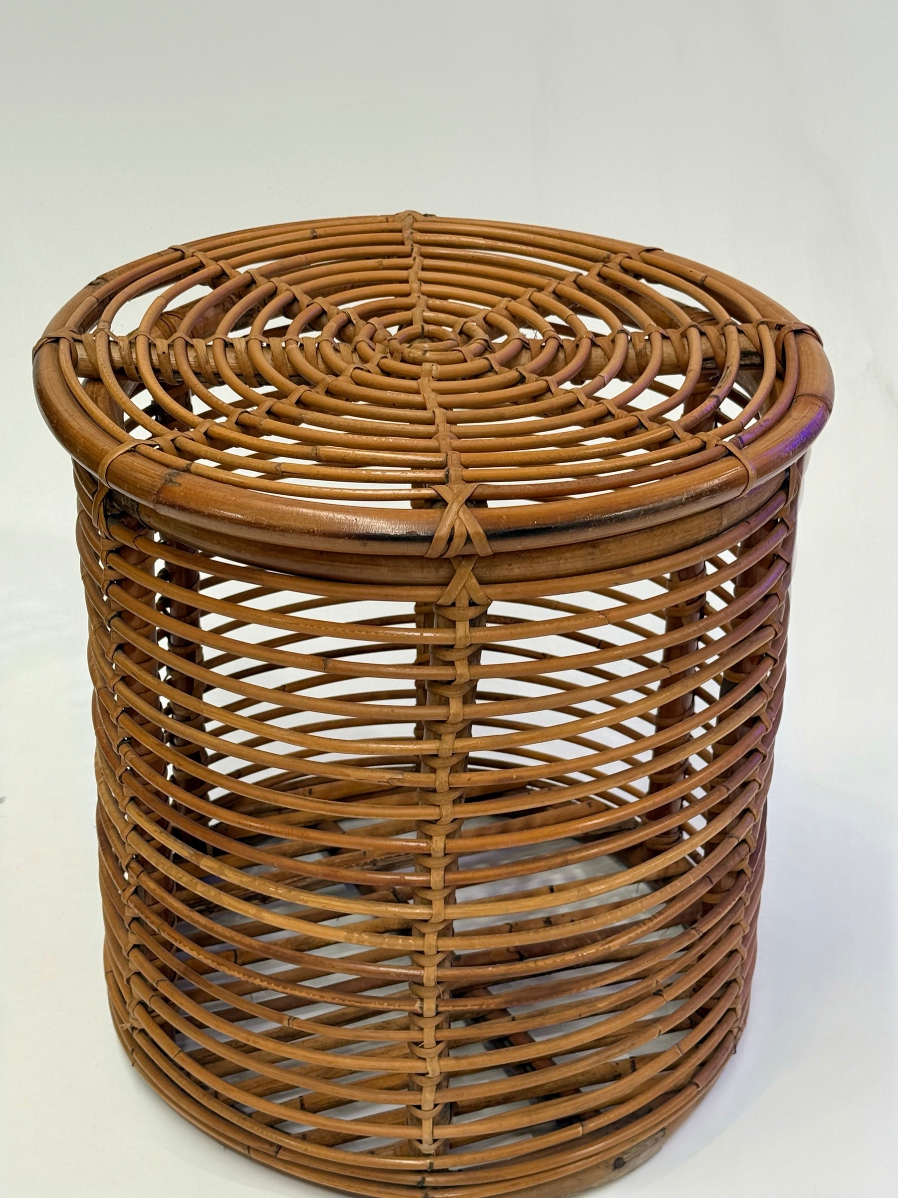 Vintage Italian Bamboo Stool by Tito Agnoli (