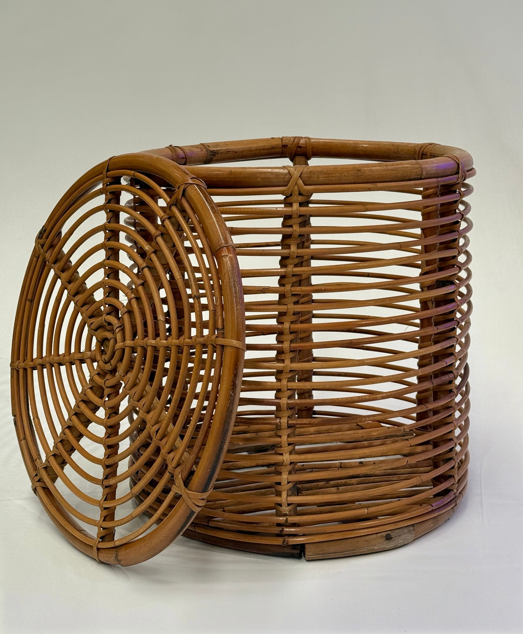 Vintage Italian Bamboo Stool by Tito Agnoli (