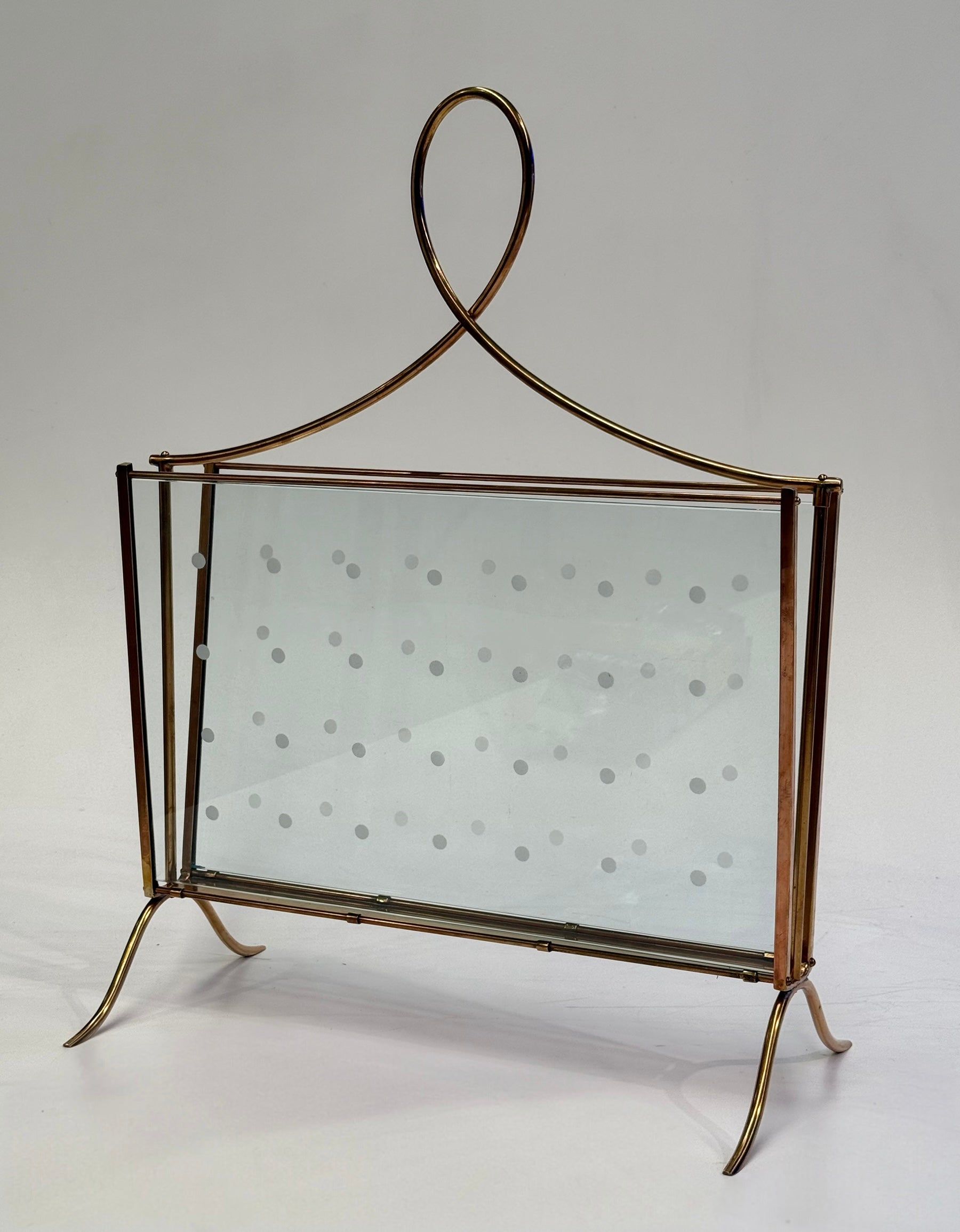 Italian Brass & Glass Magazine Rack