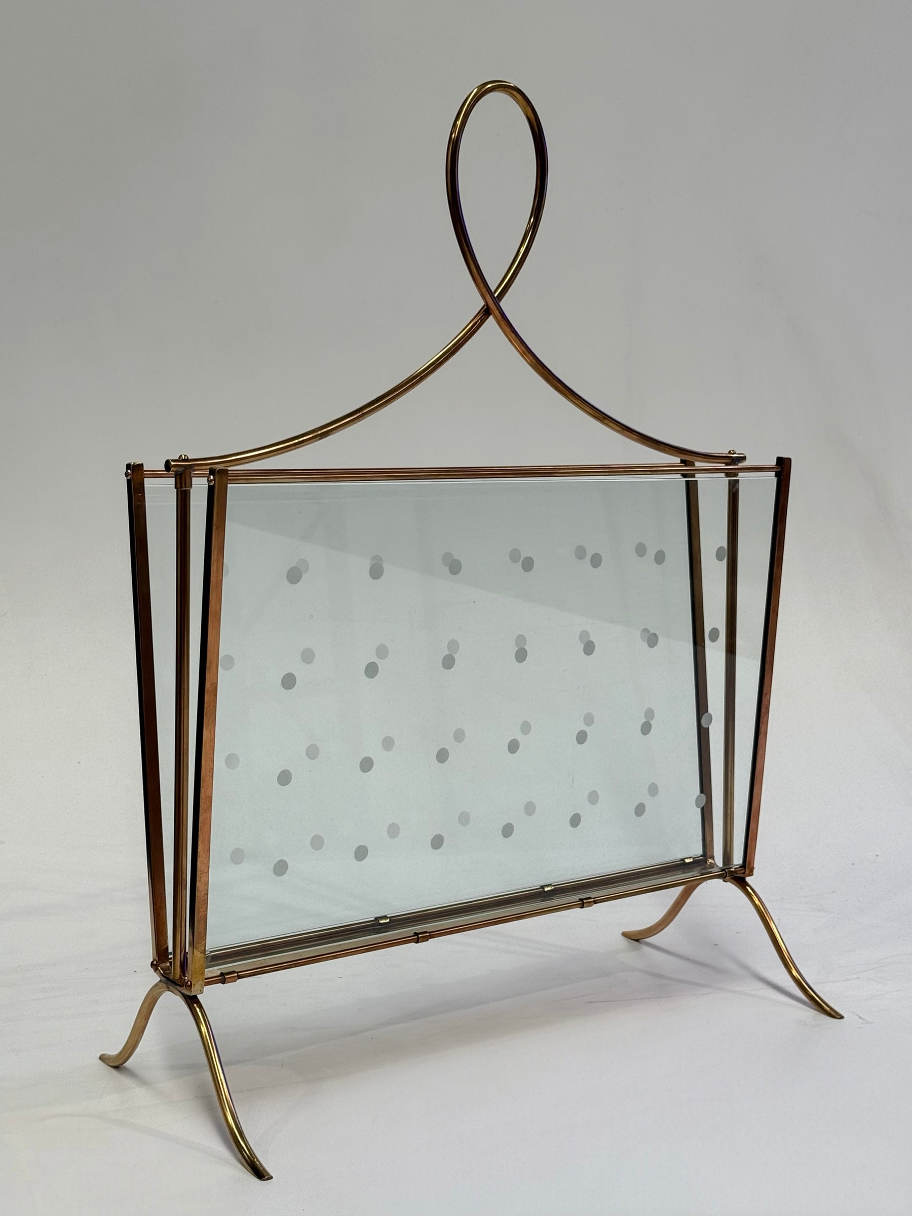 Italian Brass & Glass Magazine Rack