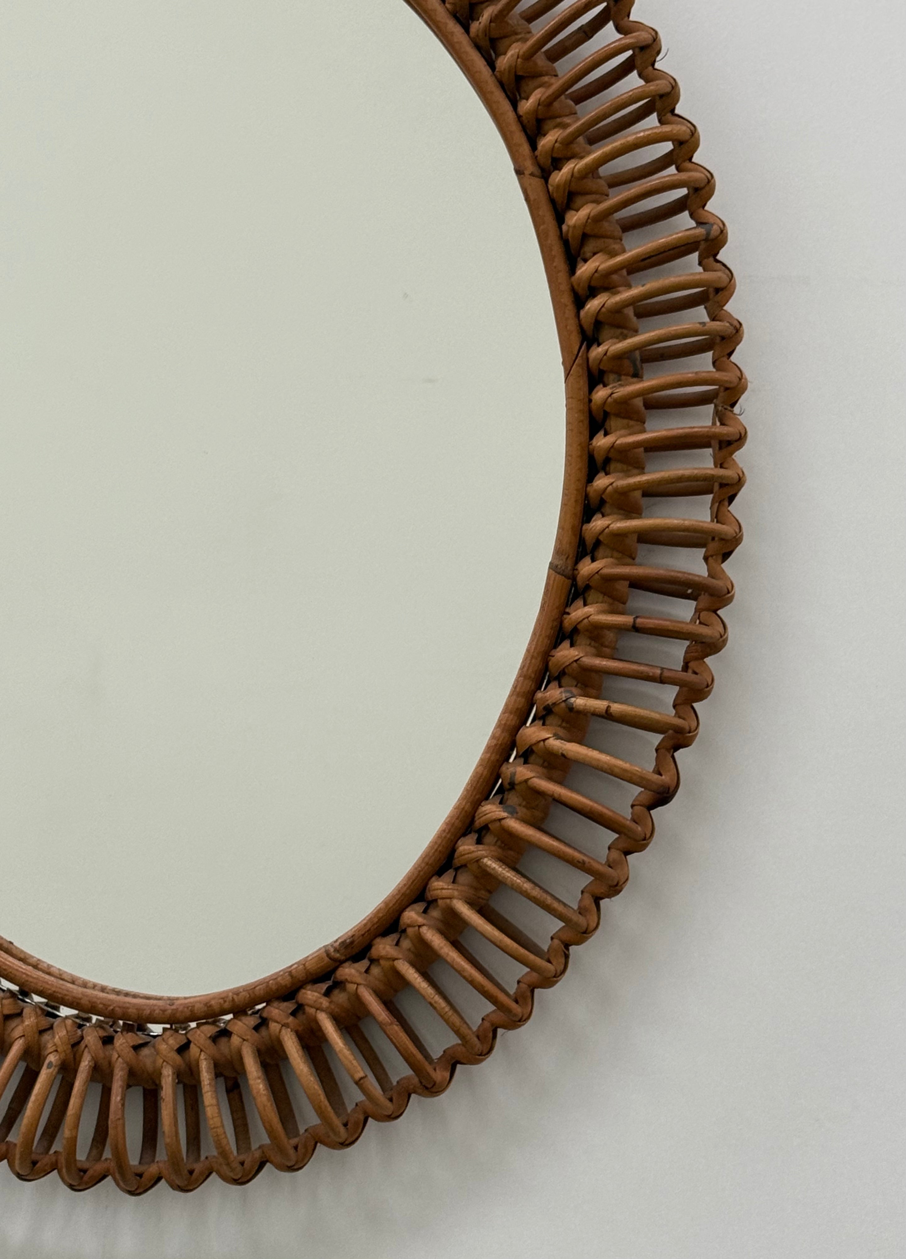 1960’s Italian Bamboo Mirror by Bonacina