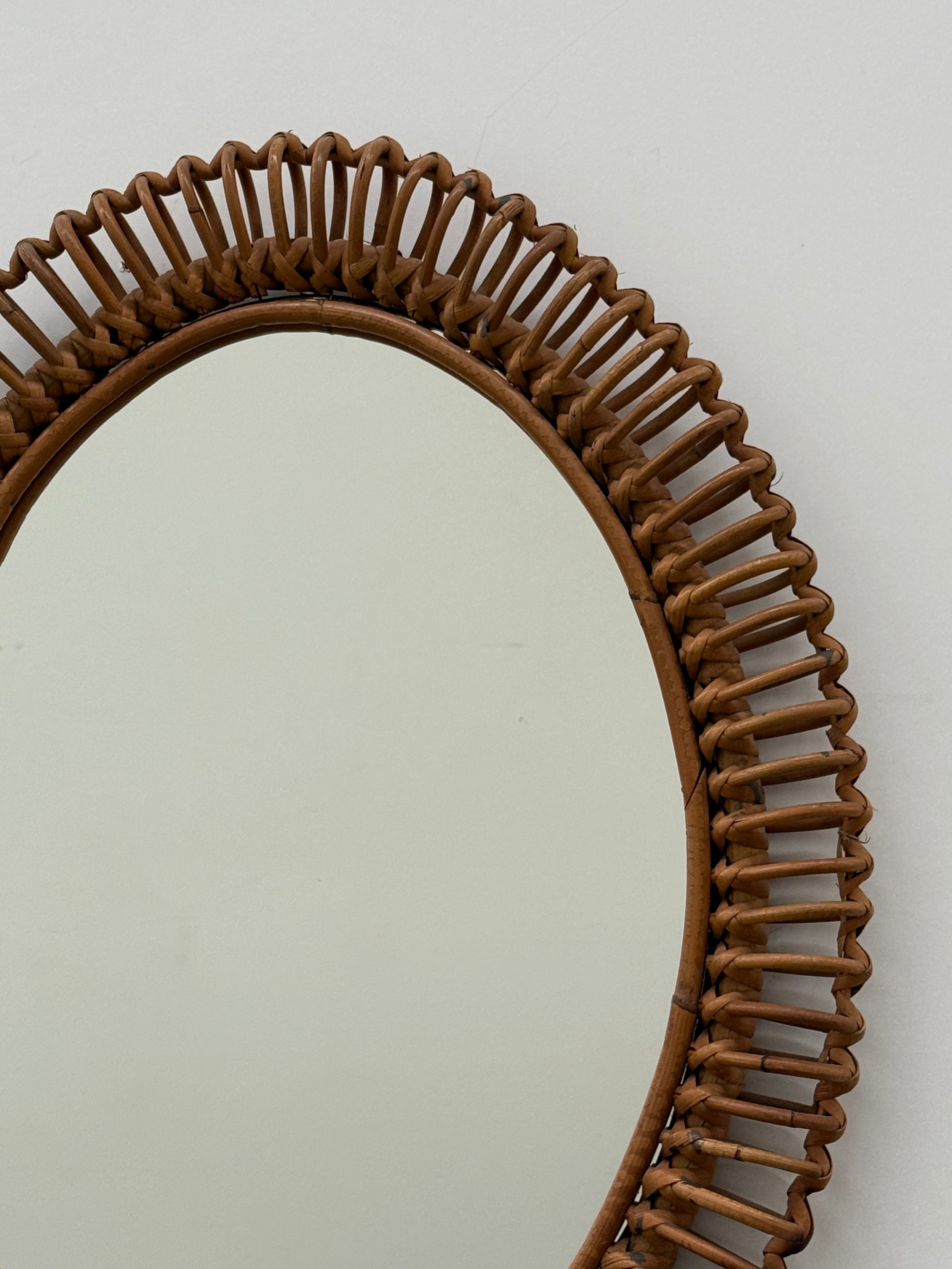 1960’s Italian Bamboo Mirror by Bonacina