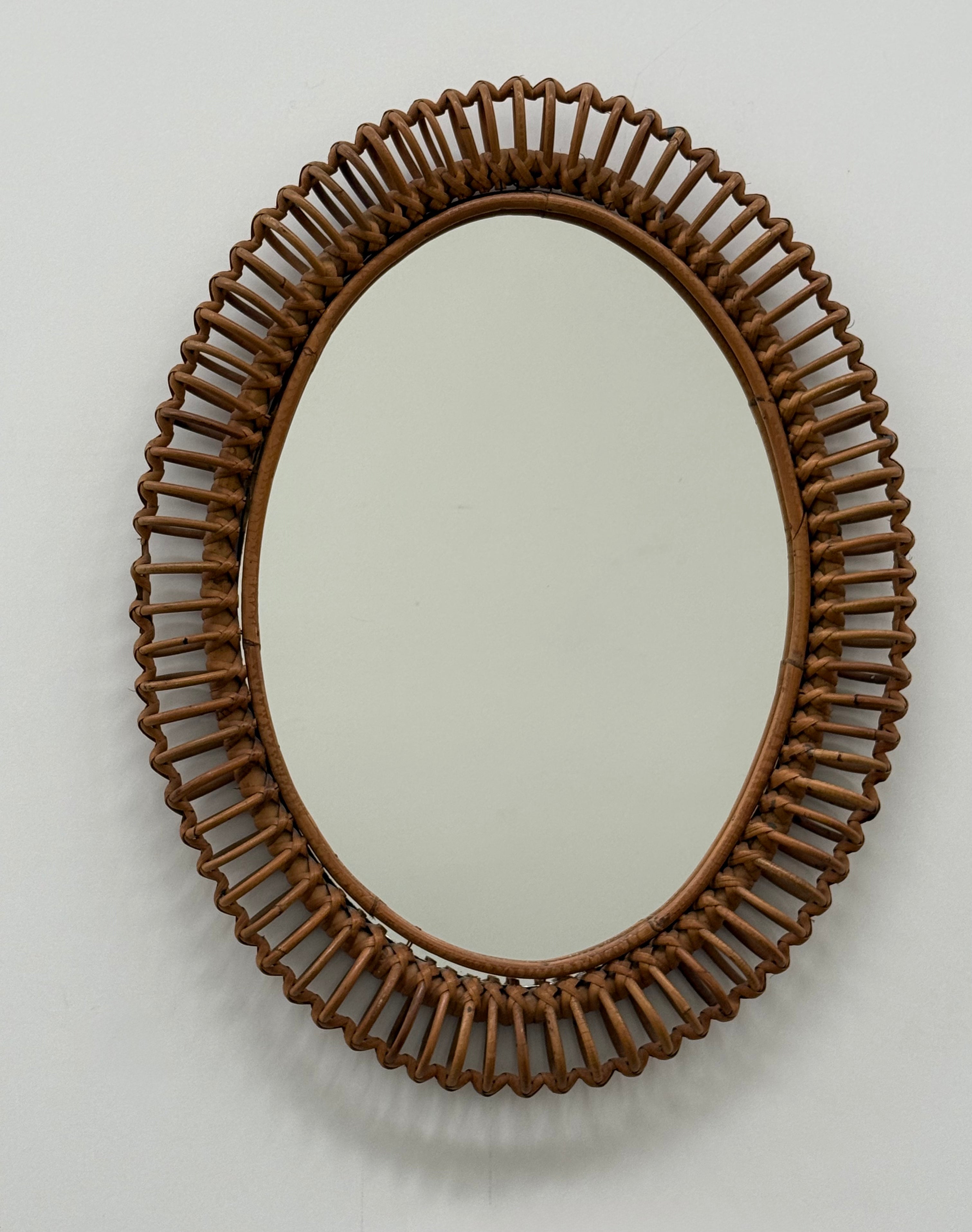 1960’s Italian Bamboo Mirror by Bonacina